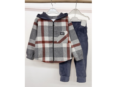 Костюм дитячий-підлітковий для дівчинки і хлопчика (КС-29 кашемір клітинка+ велюл одн без утеплення.)