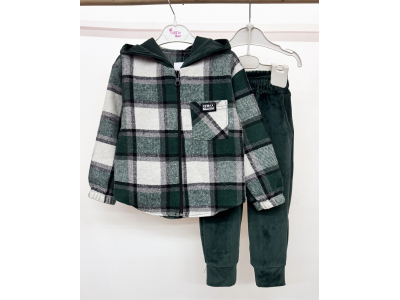 Костюм дитячий-підлітковий для дівчинки і хлопчика (КС-29 кашемір клітинка+ велюл одн без утеплення.)