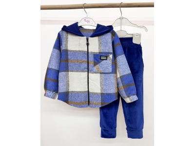 Костюм дитячий-підлітковий для дівчинки і хлопчика (КС-29 кашемір клітинка+ велюл одн без утеплення.)