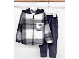 Костюм дитячий для дівчинки і хлопчика (КС-46 кашемір клітинка+ велюр легке утеплення .)
