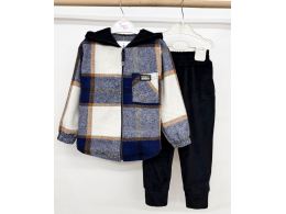 Костюм дитячий для дівчинки і хлопчика (КС-46 кашемір клітинка+ велюр легке утеплення .)