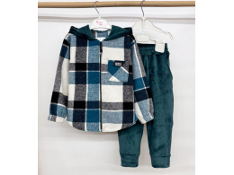 Костюм дитячий для дівчинки і хлопчика (КС-46 кашемір клітинка+ велюр легке утеплення .)