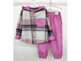 Костюм дитячий для дівчинки і хлопчика (КС-22 кашемір клітинка+ вельвет .)
