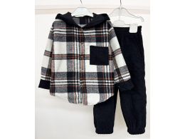 Костюм дитячий для дівчинки і хлопчика (КС-22 кашемір клітинка+ вельвет .)