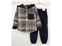 Костюм дитячий для дівчинки і хлопчика (КС-22 кашемір клітинка+ вельвет .)