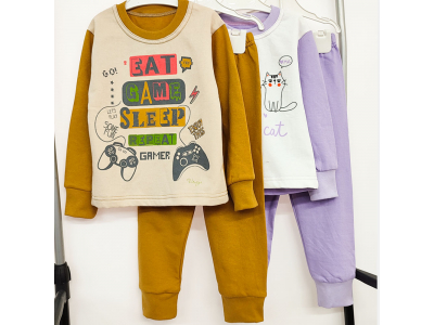 Пижама детская для мальчика и девочки  ( ПЖ-1002008-007  начес  однотонный)